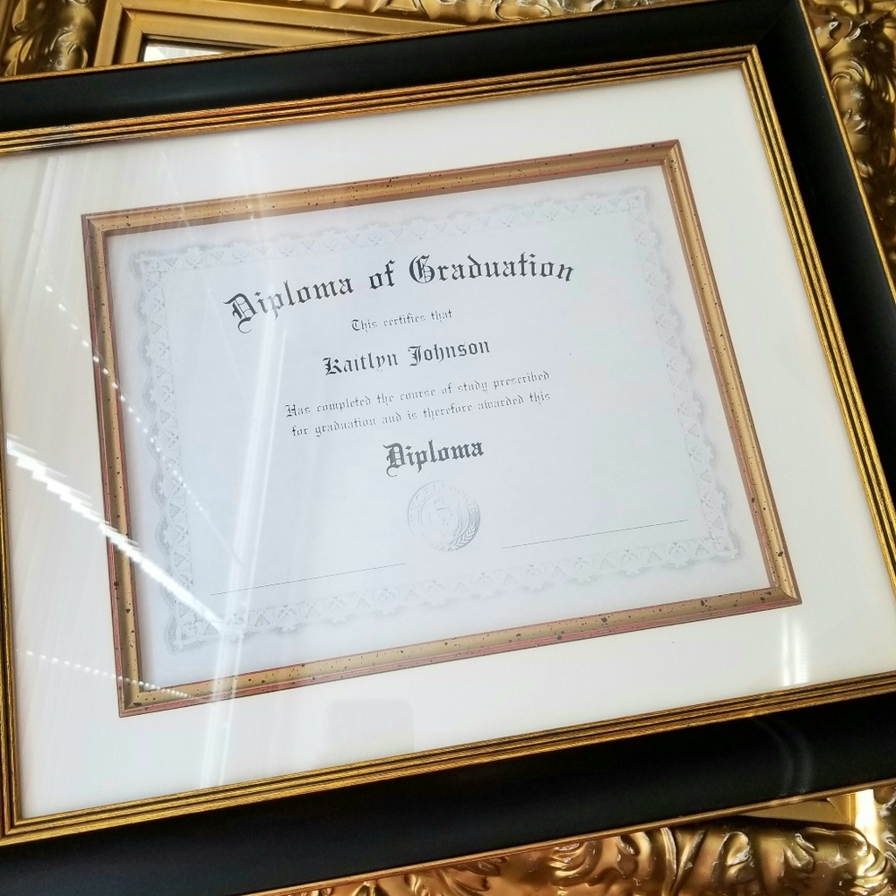 ❗Wooden Art Deco Style Black Gold Trim Diploma Frame❗